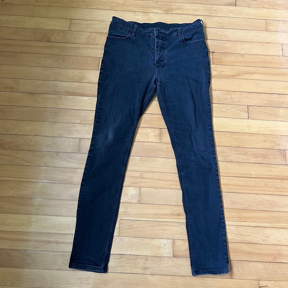Ksubi Men Faded Black Skinny Denim Jeans Button Fly Streetwear 34x32